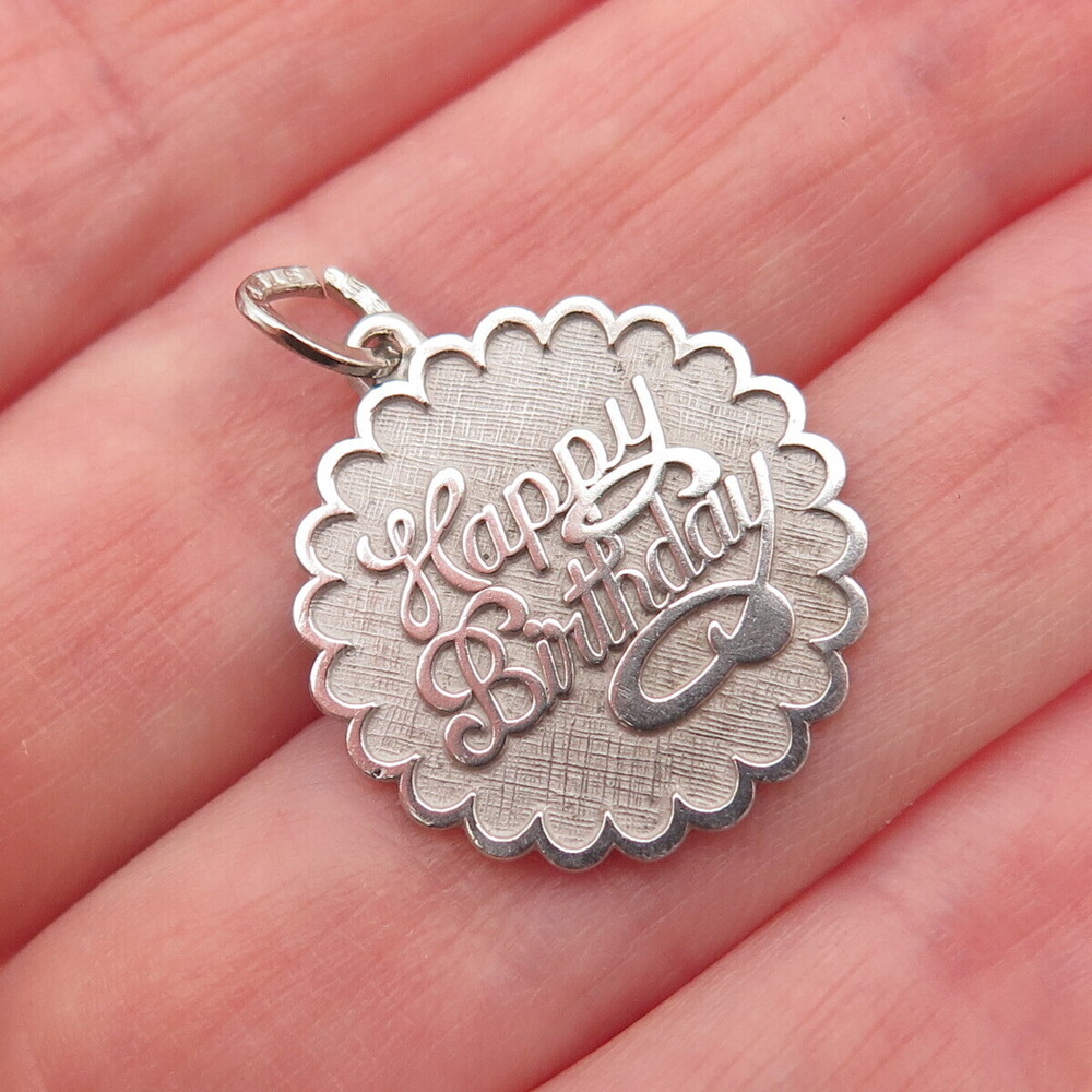BEAU 925 Sterling Silver Vintage Happy Birthday Charm Pendant